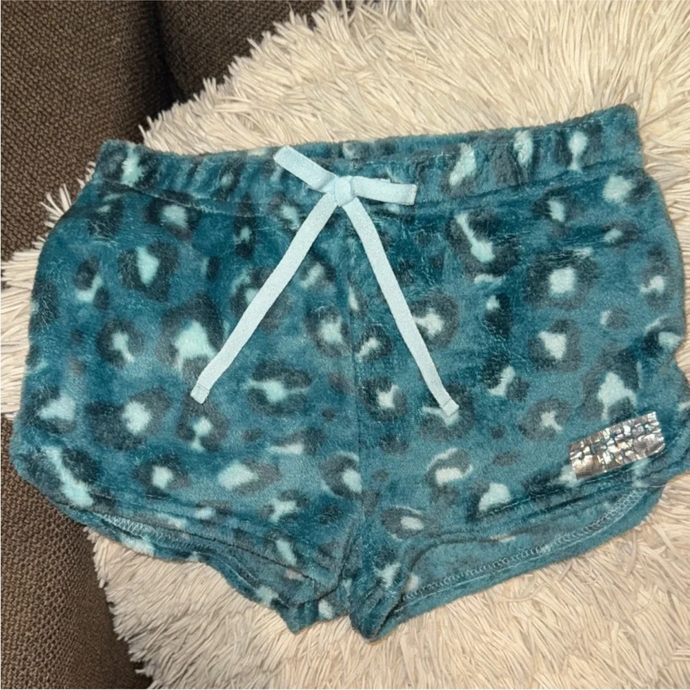 Justice Teal animal print Sleepwear matching top & bottom pajama set Small
